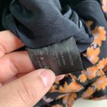 VEDA Dress Womens Medium Montana Orange Black Floral Printed Button Front Midi Photo 6