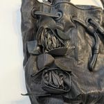 Vince Camuto  Black Leather Shoulder Bag Purse with Flowers Leather+Jaquard Photo 1