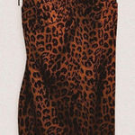 LPA  Brown Cheetah Leopard Print Mini Dress Sweetheart Pleat animal print M Photo 0
