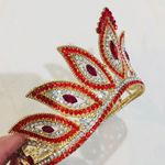 New Ruby and Diamond Rhinestone Gold Metal Crown Tiara Custom Wedding Bridal Red Photo 7