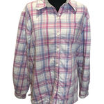 L. L. Bean women's pink/purple‎ plaid XL button down fleece lined shacket Purple Photo 0