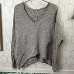Free People  Gray Wool Blend Slouchy Scrunch Sleeve Sweater - Size - Medium Photo 0
