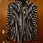 NY & Company 7th Ave Navy & White Dot Printed Button Down Blue Size M Photo 2