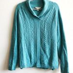 Coldwater Creek Sweater Teal Blue Shawl Collar Cableknit Sz L (14) GUC Photo 0