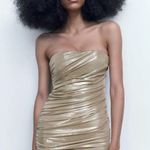 ZARA dress mini wrap sleeveless golden bodycon fitted party coctail wedding Photo 9