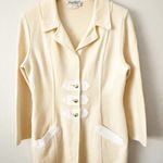 Salvatore Ferragamo | Vintage Ivory Blazer Jacket Italian Wool Knit | Medium Photo 0