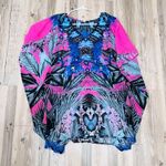 Cruise Club Bathing Suit Cover Up One Size Pink Blue Tropical Design Photo 3