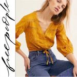 Free People Crop Top M Follow Your Heart Embroidered Golden Harvest Boho Cotton Photo 5