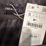 ZARA Paperbag Mini Skirt Women's Size Small Dark Green Faux Leather Stretch NEW Photo 3