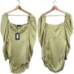 Pretty Little Thing NWT  Puff Sleeve Corset Bodycon Mini Dress Womens 6 Olive Green Photo 1