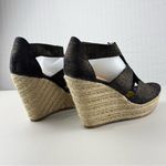 Steve Madden SM New York Black Denim & Gold Wedge Sandal Raffia Women’s Size 9.5 Photo 5