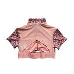 Adidas  Womens Hyperglam Crop Top Zip Tee Pink Leopard XS Athleisure Performance Photo 5