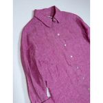Sigrid Olsen  Pink Linen Button Down Shirt Roll Tab Sleeve Size SM Photo 1