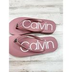 Calvin Klein Mauve Pink Logo Print Strap Textured Footbed Flip-Flops Sz 5 M Photo 7