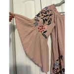 Altar'd State  Dusty Rose Pink Embroidered Bell Sleeve Tunic Blouse With Elastic N Photo 4