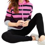 Lou & grey Striped Wafflestitch Turtleneck Sweater pink gray Sz XL Photo 0