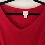Chico's Chico’s V-Neck Sweater Women's Large Tunic Top Longline Red Knit Holiday Festive Photo 3