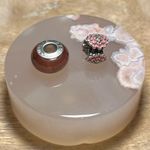 Chamilia Pink Blooming Zinnia Flower & Pink Glass Bead Charm Photo 5