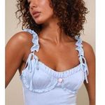 Lulus  Blue Dreamy Crush Crinkle Satin Ruffled Midi Dress Photo 2