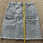 Gloria Vanderbilt  Woman's 8 Blue White Striped Skirt Frayed Hem Pockets Photo 3