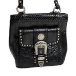 1990s Vintage Black Western Handbag Shoulderbag Silver Accents Retro Photo 4