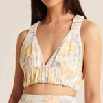 Abercrombie & Fitch Cropped Scrunchie Top Floral Linen size Small Photo 1