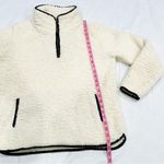 NWT Thread & Supply Cream Black Piping Quarter Zip Sherpa Pullover Sweatshirt Size M Photo 5