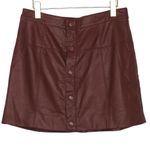 Free People Maisie Vegan Mini Skirt Brown Faux Leather Button Skirt Size 12 Photo 6