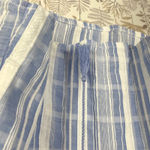 Solitaire Women's Blue White Striped Embroidered Peasant Blouse Size Boho L Photo 2