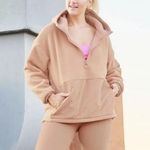 Fabletics Lotta Sherpa Half Zip Hooded Sweatshirt Jacket in peach tan Photo 0