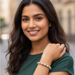 Women's Claire's One Size Silver & Gold Beaded Stretch Bracelet Photo 0