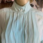 VINTAGE 1990'S TAN JAY SEAFOAM GREEN PLEATED FRONT BLOUSE (10) Photo 5