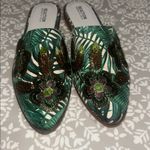 Kenneth Cole Reaction Green Floral Embellished Mules Size 11 Photo 1