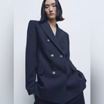 ZARA  Bloggers Fav Navy Blue Tailored Double Breasted Lapel Collar Blazer Zs S Photo 6