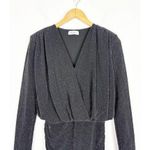 Bailey 44 Night Fever Sparkle Mini Dress Small Black Long Sleeve Ruched Stretch Photo 3