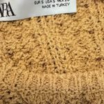 ZARA  Mustard Peplum Sweater with Puff Sleeves Sz S LN Cotton Blend Photo 5