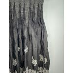 Lapis Women Strapless Midi Dress Size OS Black Floral Pleated Fairy Resort Dark Photo 3