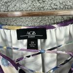 AGB Womens 2X Purple Floral Chiffon Lace Up Top Ruffle Short Sleeve Boho Photo 1