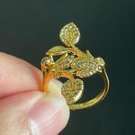18k gold plated leaf Austrian crystal ring size 7 Photo 4