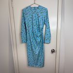 Jonathan Cohen blue floral, long sleeve, twist side, midi dress. L Size L Photo 1
