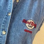 Hard Rock Cafe  sleeveless‎ denim button down Photo 2