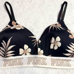 PINK - Victoria's Secret VS PINK Black Floral Wear Everywhere Wireless Lightly Lined Bra Size 34C Photo 3
