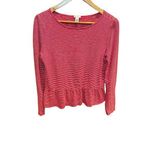 J.Crew 100% Cotton Candy Cane Red & White Striped Ruffle Hem Top Blouse Small Photo 1