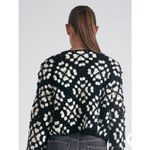 Elan  Kylee Macrame Crochet Cropped Cardigan in Black/White, S Photo 1