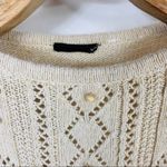 Vtg Beige Textured Short Sleeve Sweater Size Small Tan Photo 6