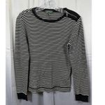 Lauren Ralph Lauren Sweater Womens Medium Black White Stripe Pullover Patch Zip Photo 0