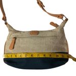 Stone Mountain USA‎ Canvas Spectator 2 Zip Hobo with Leather Trim Blue Tan Purse Photo 12