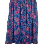 Land And Sea Vintage Ames Bold Blue Pink Floral Midi Elastic Waist Skirt M NWT Size M Photo 1