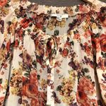Xxi Orange Floral Peasant Top Blouse With Elastic Smocking Womens Medium Photo 2