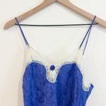Vintage Lingerie Slip Dress Women Medium Blue Lace Romantic Feminine Floral 70s Photo 1